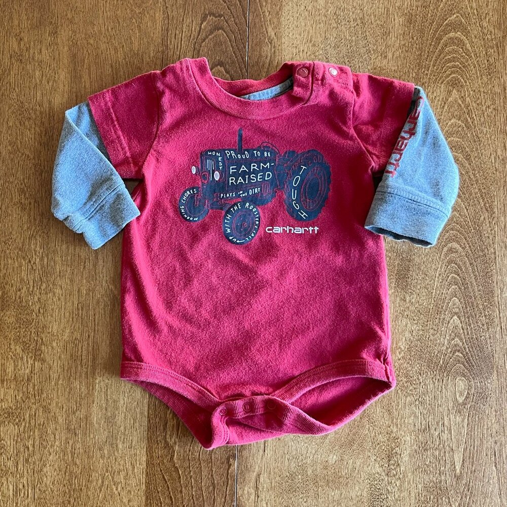 Carhartt red tractor onesie 6m